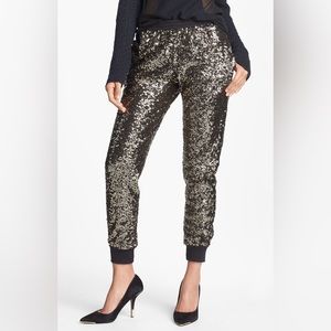 WAYF Gold Sequin Jogger Pants Size Small